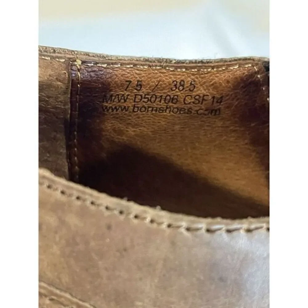 Born Women's Booties Sz 7.5 Brown Leather Wingtip Western Stacked Heel Pumps Zip